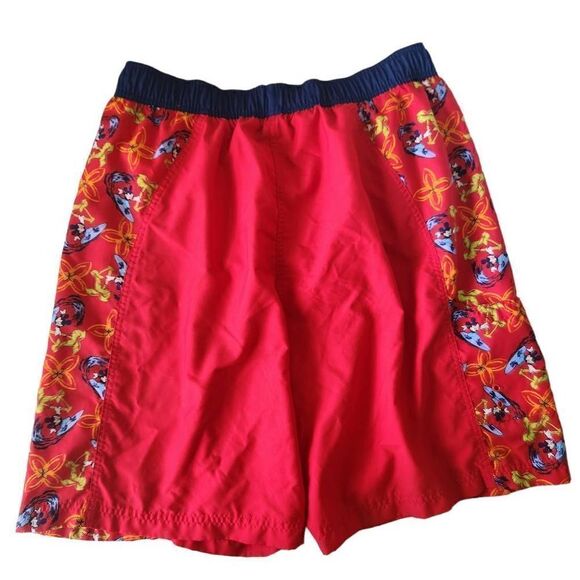 Disney Store Mickey Surf Mens Swim Shorts Large Trunks Board Shorts Red Palm Tre - Picture 2 of 5